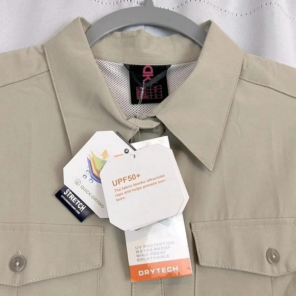 New Little Donkey Andy Dry Tech Button Up Short Sleeve Top Size M - Picture 5 of 6